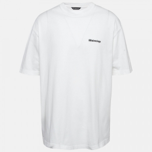 Balenciaga White Logo Print Cotton T-Shirt M