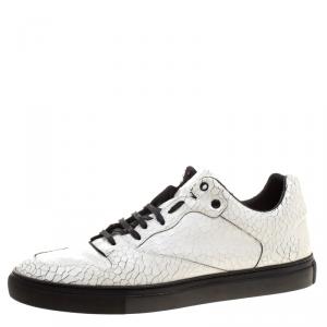 Balenciaga White Cracked Leather Sneakers Size 46