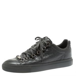 Balenciaga Grey Leather Arena Low Top Sneakers Size 41