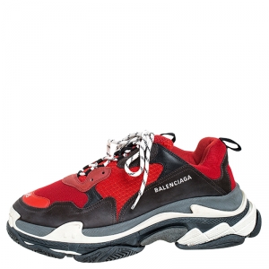 Balenciaga Multicolor Mesh, Nubuck And Leather Triple S Platform Sneakers Size 45