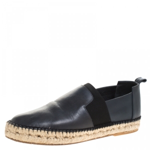 Balenciaga Grey Leather Espadrille Flats Size 42