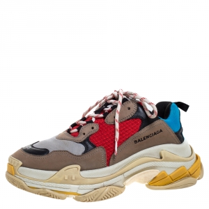 Balenciaga Multicolor Mesh, Nubuck And Leather Triple S Platform Sneakers Size 41