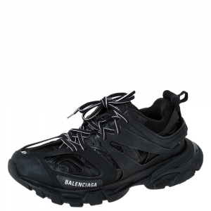 Balenciaga Black Leather/Mesh Track Lace Up Sneakers Size 40