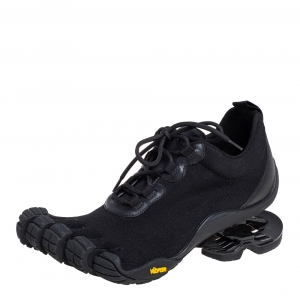 Pre Owned Balenciaga Black Knit Fabric And Leather X Vibram Toe Lace-up Low Top Sneakers Size 43