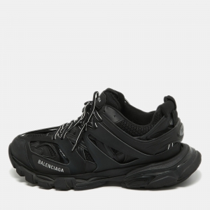 Balenciaga Black Fabric and Faux Leather Track Sneakers Size 44
