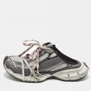 Pre Owned Balenciaga Grey Mesh and Faux Leather 3XL Mule Sneakers Size 42