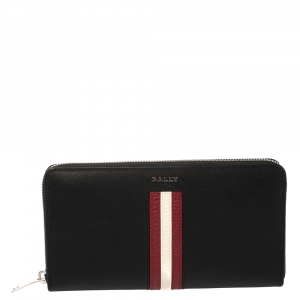 Bally Black Leather Salen Zip Around Wallet