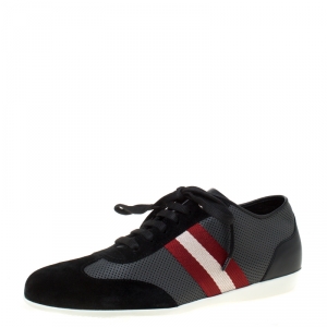 Bally Tricolor Perforated Leather And Suede Harlam Sneakers Size 40