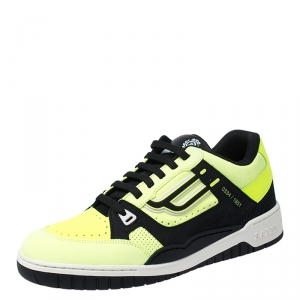 Bally Black/Green Suede and Leather Lace Low Top Sneakers Size 43