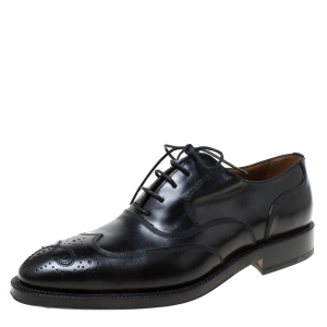 Bally Black Leather Wingtip Lace Up Oxfords Size 41