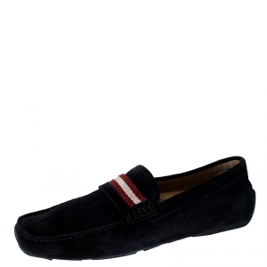 Bally Black Suede Wabler Slip On Loafers Size 41.5