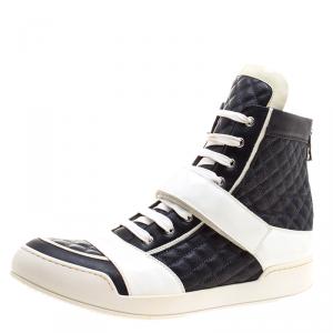 Balmain Monochrome Quilted Leather High Top Sneakers Size 45