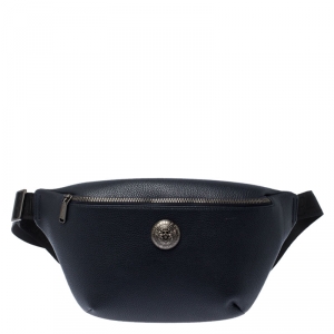 Balmain Navy Blue Leather Belt Bag