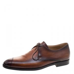 Berluti Brown Ombrè Brogue Leather Lace Up Derby Size 43.5