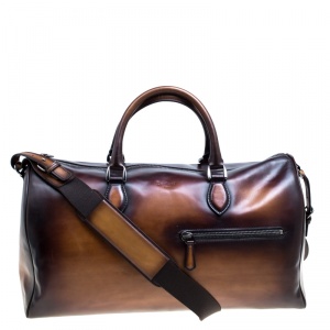 Berluti Two Tone Brown Leather Jour Off Travel Bag