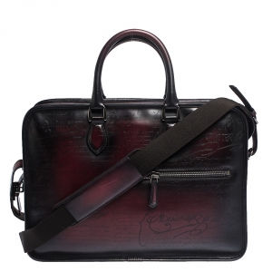 Berluti Burgundy Ombre Leather Un Jour Venezia Briefcase