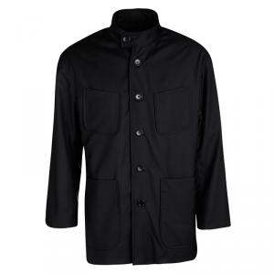 Berluti Black Mandarin Collar Button Front Regular Fit Jacket L