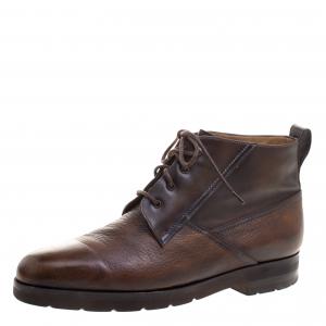 Pre Owned Berluti Brown Leather High Top Boots Size 41.5