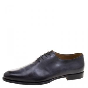 Berluti Grey Leather Lace Up Oxfords Size 44