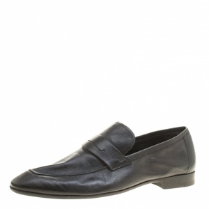 Berluti Black Leather Penny Loafers Size 42.5