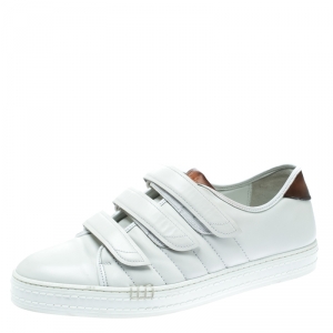 Berluti White Leather Playfield  Velcro Sneakers Size 43.5