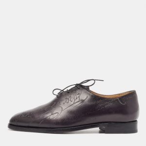 Berluti Black Galet Scritto Leather Alessandro Oxfords Size 40