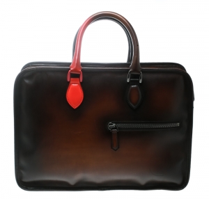 Berluti Dark Brown Ombre Leather Un Jour Venezia Briefcase