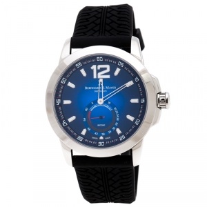Bernhard H. Mayer Blue Stainless Steel Black Silicon Drift Men's Wristwatch 44 mm