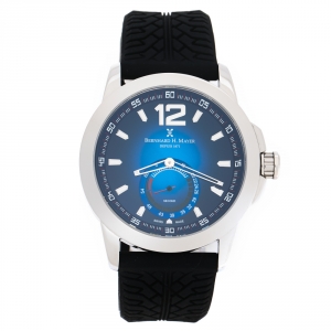 Bernhard H. Mayer Blue Stainless Steel Black Silicon Drift Men's Wristwatch 44 mm