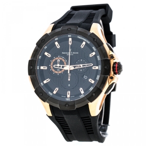 Bernhard H. Mayer Black Rose Gold Plated Steel Victor Chronograph Men's Wristwatch 50 mm