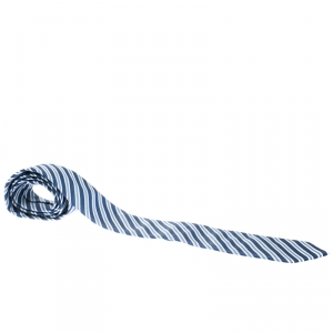 Pre Owned Boss By Hugo Boss Blue Diagonal Striped Silk Tie