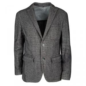 Pre Owned Boss By Hugo Boss Grey Houndstooth Pattern Slim Fit Tailored Blazer L
