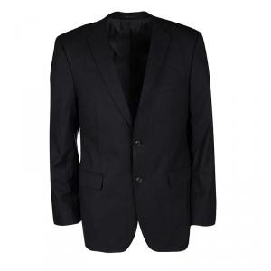 Pre Owned Boss by Hugo Boss Black Pinstriped Wool Tailored Two Button Blazer XXL
