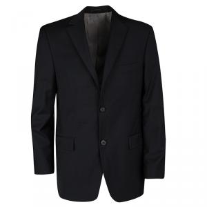 Pre Owned Boss by Hugo Boss Black Wool Regular Fit Two Button Blazer M