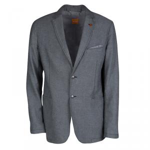 Pre Owned Boss Orange By Hugo Boss Grey and Black Cotton Patterned Blazer XL