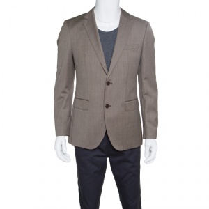 Pre Owned Boss by Hugo Boss Brown Wool Suede Elbow Patch Detail Smith Blazer M