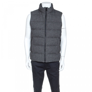 Pre Owned Boss By Hugo Boss Grey Wool Reversible Darnom2 Puffer Jacket L