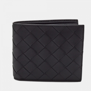 Bottega Veneta Black Intrecciato Leather Bifold Wallet