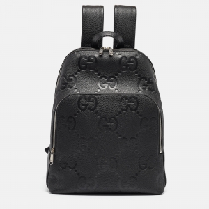 Gucci Black Jumbo GG Leather Large Backpack