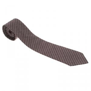 Bottega Veneta Burgundy Houndstooth Speckled Print Tie