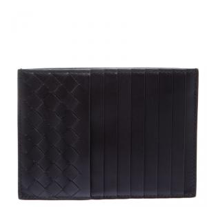 Bottega Veneta Black Intrecciato Leather Card Holder 8CC