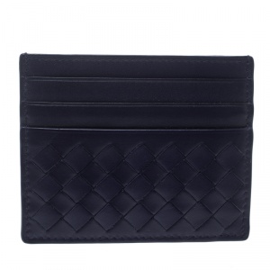Bottega Veneta Blue Intrecciato Leather Card Holder