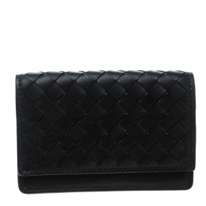 Bottega Veneta Black Intrecciato Leather Card Case