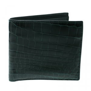 Bottega Veneta Green Crocodile Bi Fold Wallet 