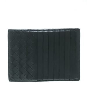 Bottega Veneta Grey Intrecciato Leather Card Holder 8CC