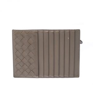 Bottega Veneta Beige Intrecciato Leather Card Holder 8CC