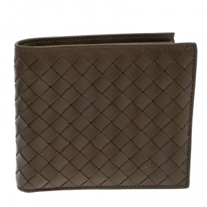 Bottega Veneta Olive Green Intrecciato Leather Bifold Wallet