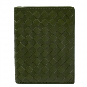 Bottega Veneta Green Intrecciato Leather Bifold Wallet