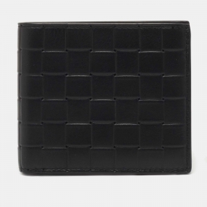 Pre Owned Bottega Veneta Black Intrecciato Leather Bifold Wallet