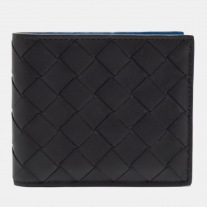 Pre Owned Bottega Veneta Black Intrecciato Leather Bifold Wallet